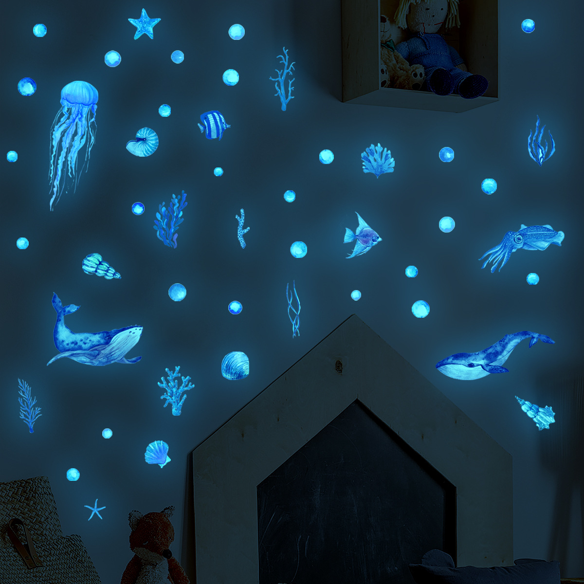 Lighting World Decor - Autocollants muraux monde sous-marin à lumière