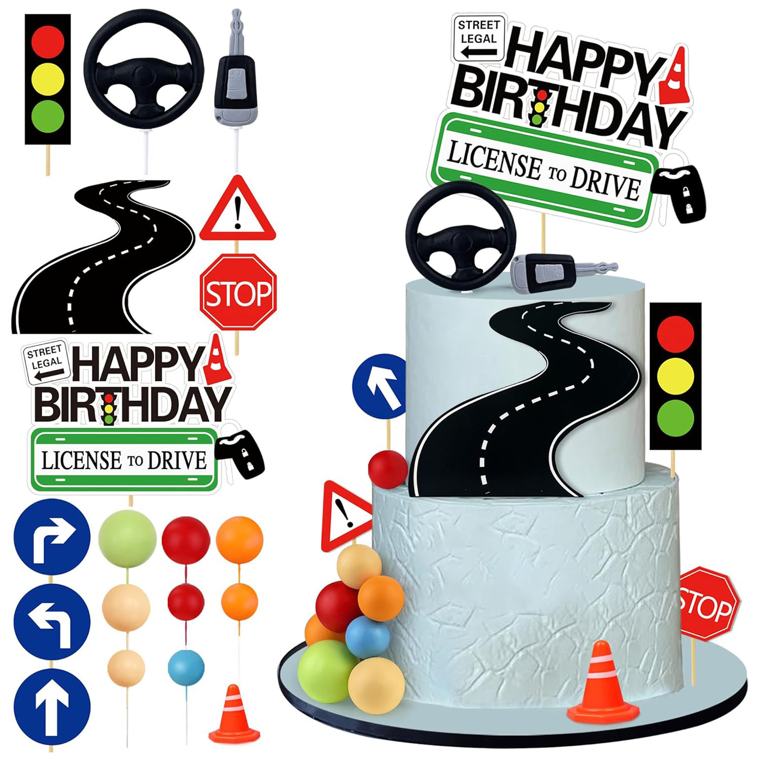 Lighting Mcqueen Birthday Decor - Décoration de gâteau de permis de