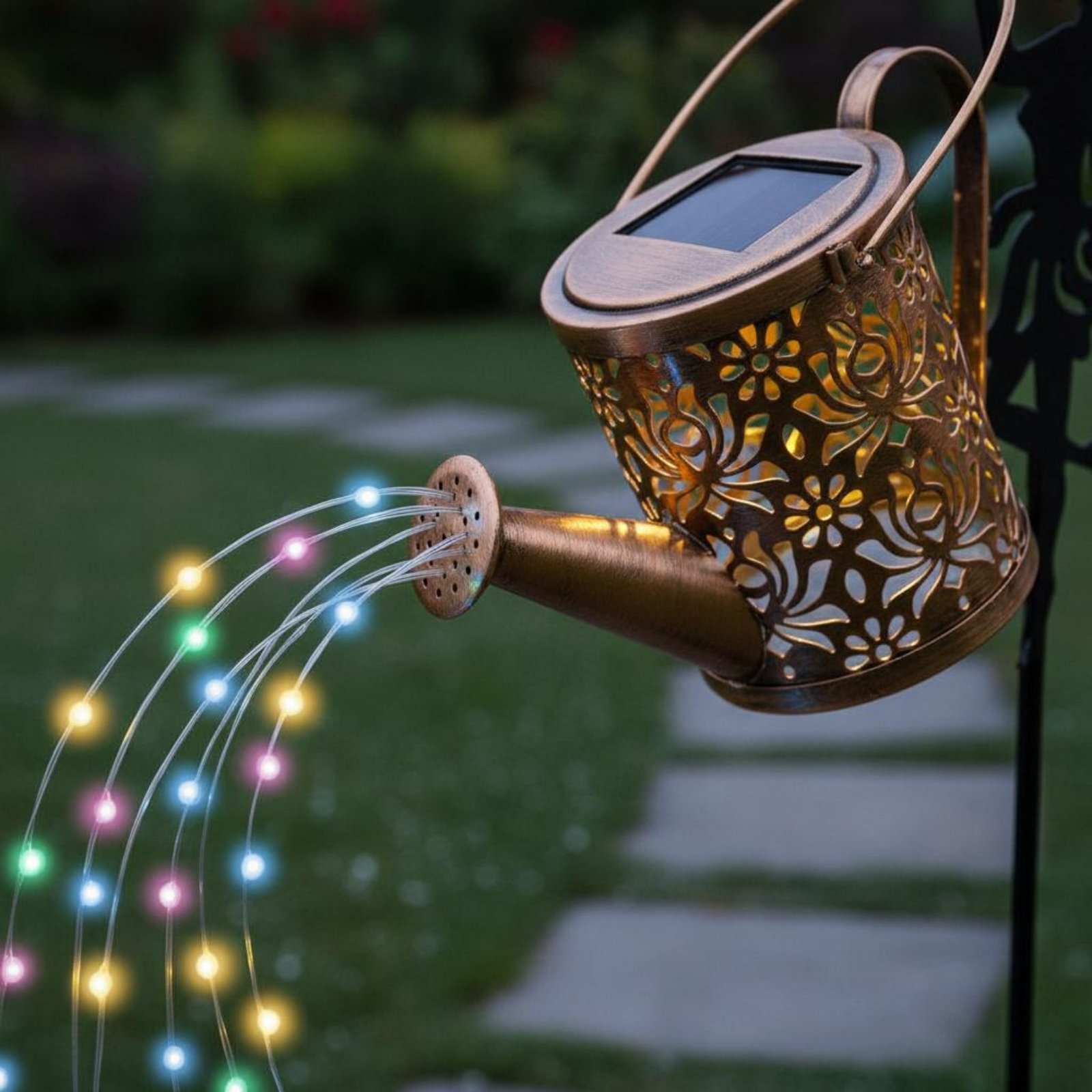 Yard Lighting Decor - Arrosoir solaire lumineux décoratif à projection,