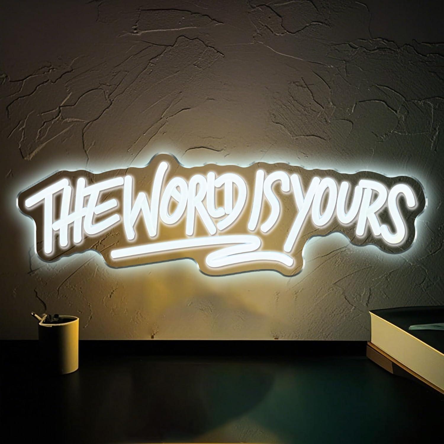 Lighting World Decor - Enseigne néon « The World is
