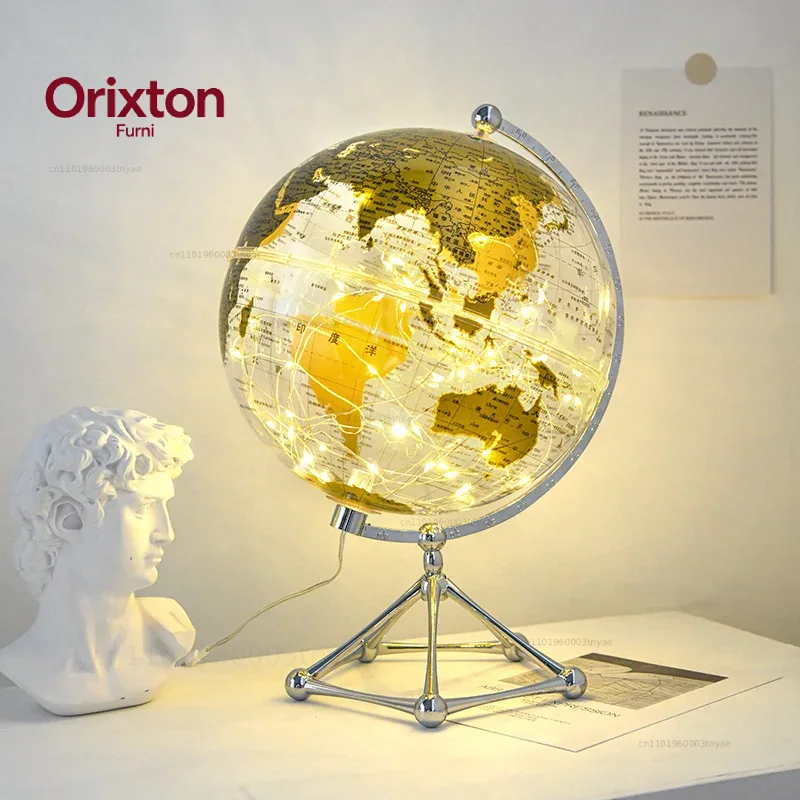 Lighting World Decor - Globe terrestre lumineux à LED, lampe