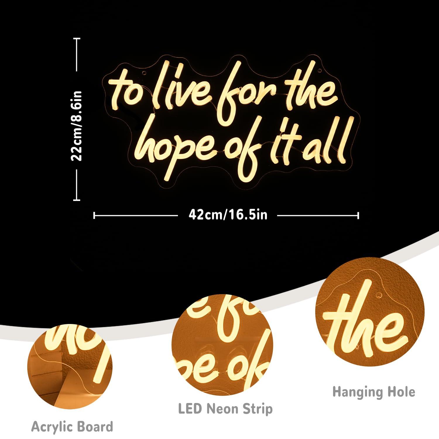 Panneau néon « To Live For The - Wall Decor Lighting avis et prix
